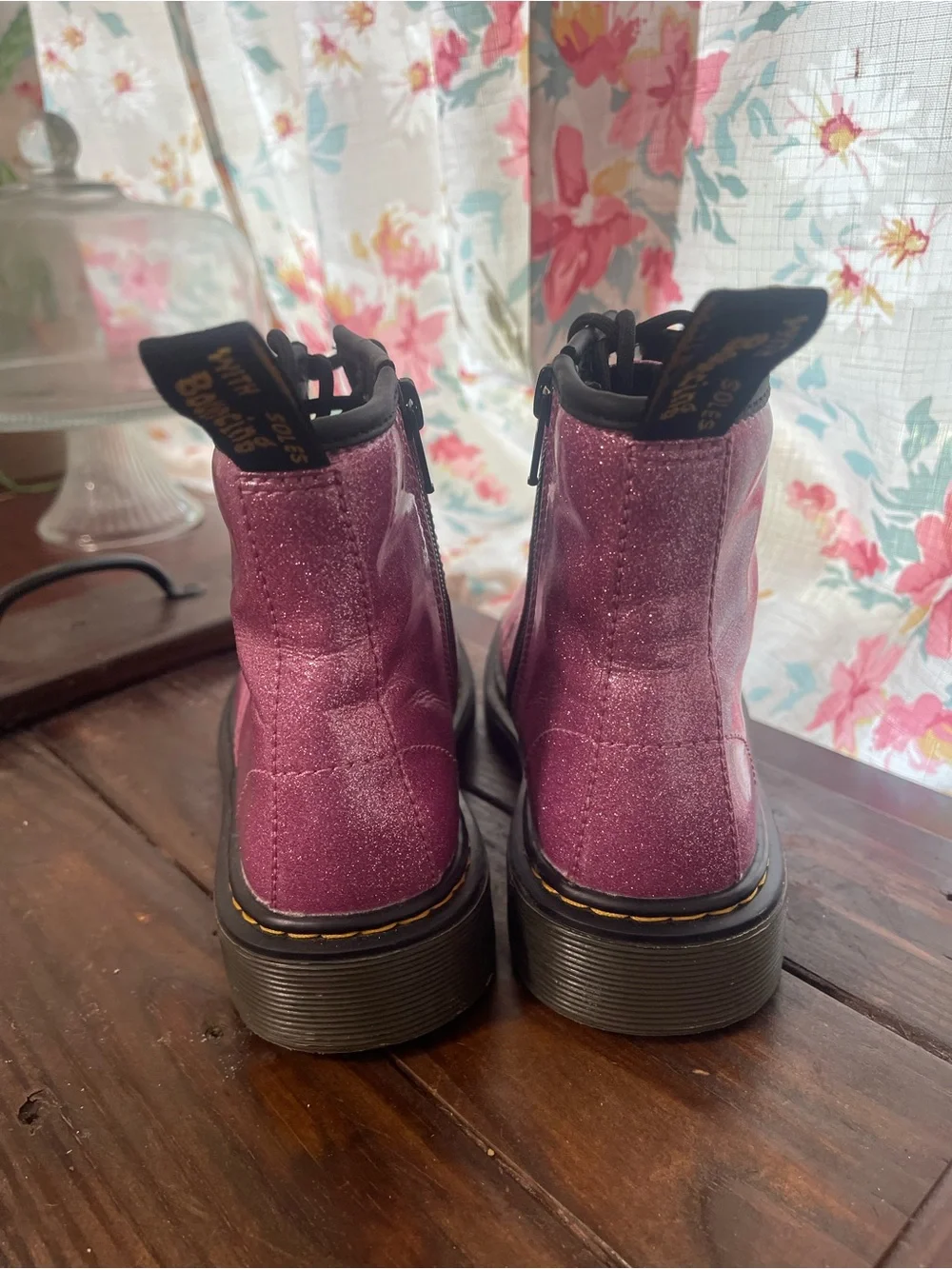 Dr. Martens 1460 Glitter J Boots Pink Youth Size 2 US